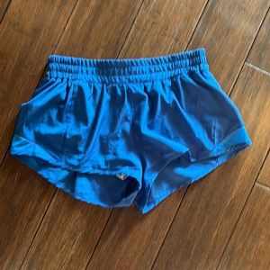 Bright blue women’s lululemon align running shorts